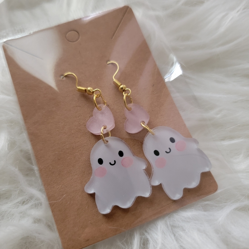👻8 Final!! Pink And White Ghost Earrings
